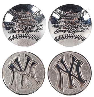 Lot of (2) New York Yankees Themed Cufflink Sets Including 1961 Roger Maris Tie Clip & Mickey Mantle Money Clip